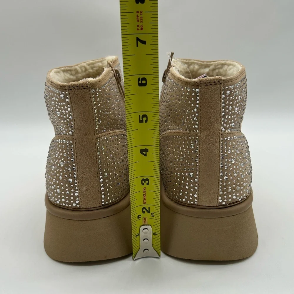Wild Fable Missy Platform Ankle Boots Beige Rhinestone Vegan Suede Size 10 NIB - Picture 8 of 12
